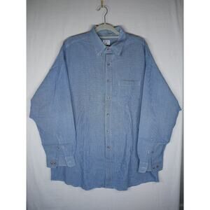 Brooks Brothers Dress Shirt Mens XL Blue Micro Square Sport Shirt VTG